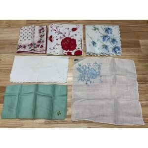 6 Vintage Ladies Handkerchiefs